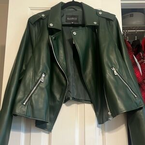 NWT - Eloquii - Size 22/24 - Faux Leather Moto Jacket - Emerald Green